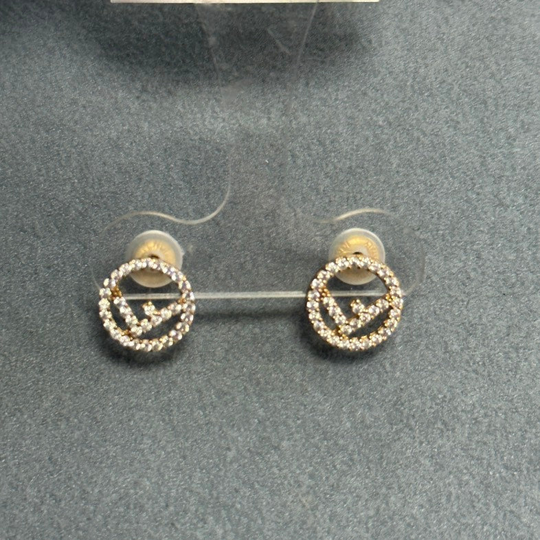 Fendi Logo Statement Gold Earrings