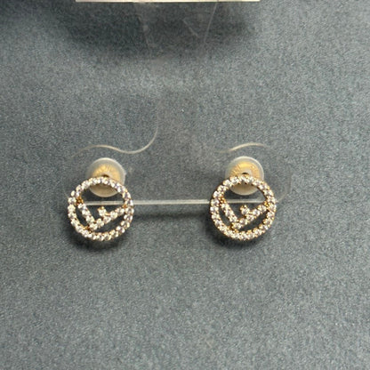 Fendi Logo Statement Gold Earrings