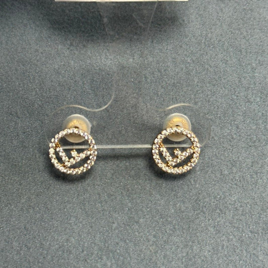 Fendi Logo Statement Gold Earrings