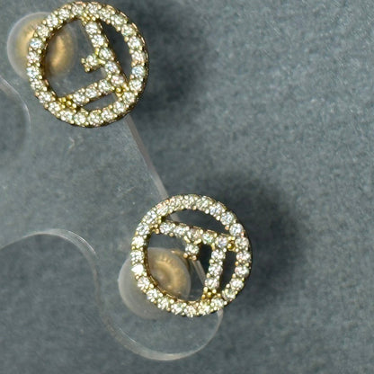 Fendi Logo Statement Gold Earrings
