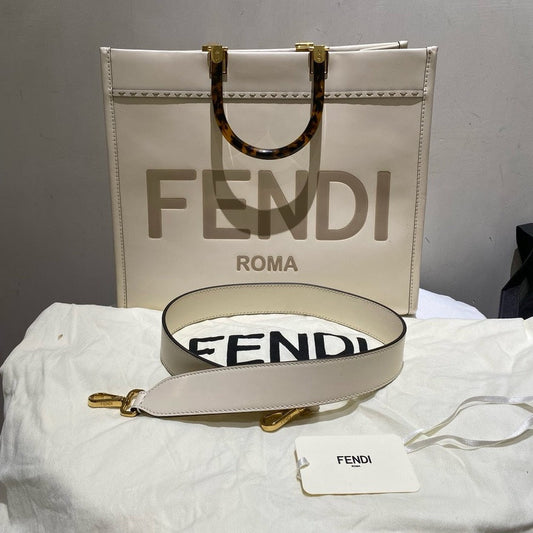Fendi Medium White Tote Bag -  Designer Handbag