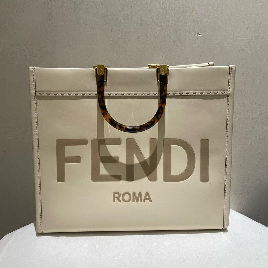 Fendi Medium White Tote Bag -  Designer Handbag