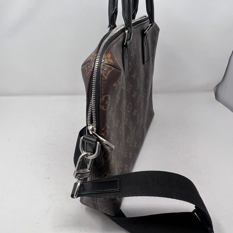 LV Monogram Macassar Porte-Documents Jour Brown Shoulder Bag AF568