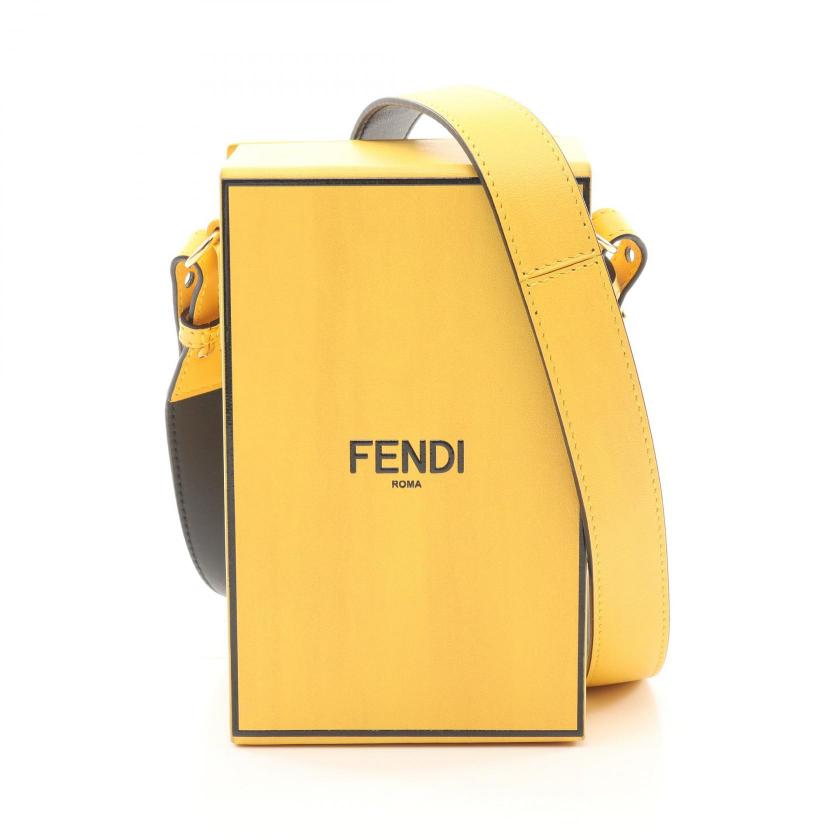 FENDI Box Shoulder Bag Leather Yellow - Excellent Condition