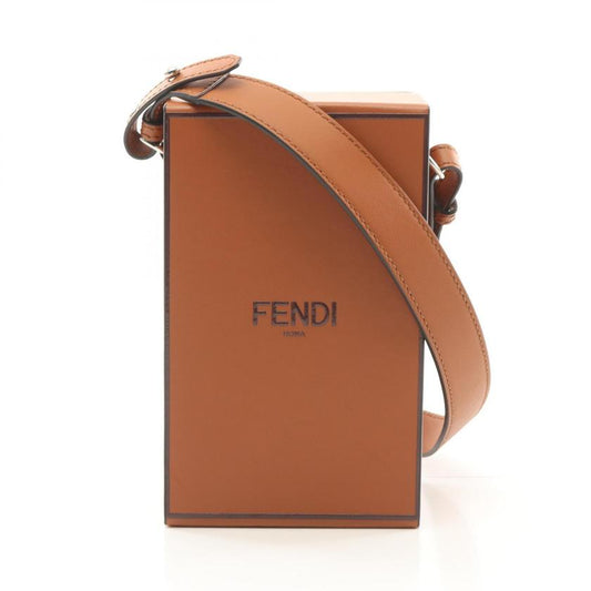 FENDI Box Shoulder Bag Leather Brown 963783