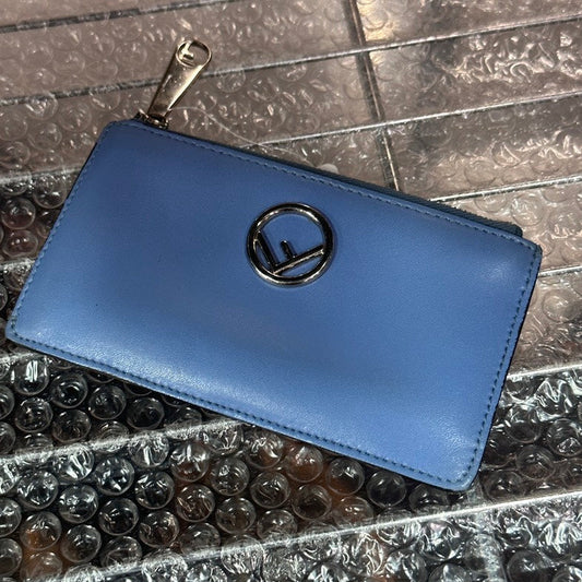 Fendi Blue Leather Card Case - Small Wallet