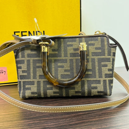 Fendi Zucca Mini 2way Bag LB109487 Beige Canvas Shoulder Bag