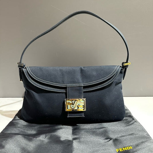 🔥 Price Drop  Fendi Hobo Bag Black Suede Vintage Designer Handbag
