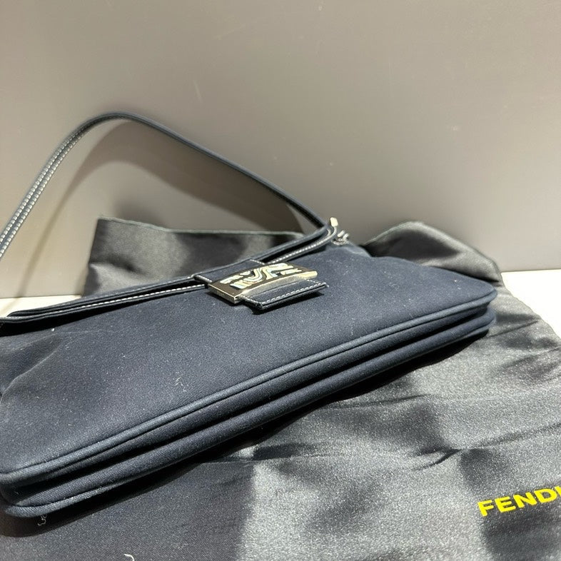 🔥 Price Drop  Fendi Hobo Bag Black Suede Vintage Designer Handbag