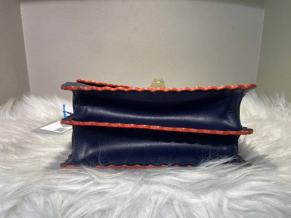 FENDI Kan I Navy Leather Shoulder Bag