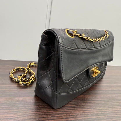 Vintage Chanel Lambskin Single Flap Bag NG Black Shoulder Bag