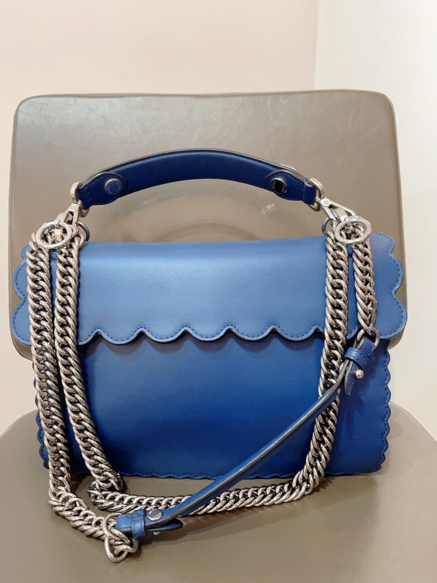 Fendi Kani Large Blue Shoulder Bag
