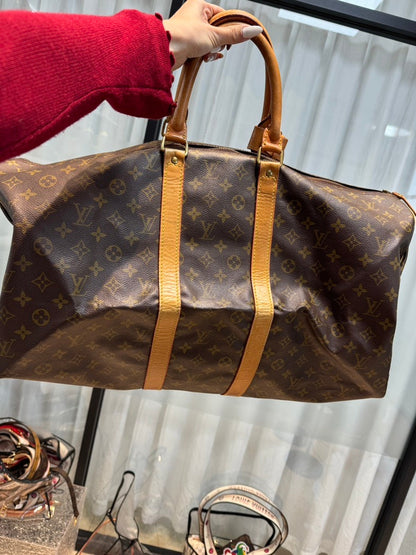Louis Vuitton Keepall 55 Monogram Canvas Duffle Bag, Brown