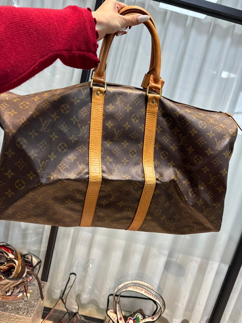 Louis Vuitton Keepall 55 Monogram Canvas Duffle Bag, Brown