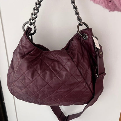 Preloved Chanel Burgundy Leather 2way Chain Shoulder Bag AF668