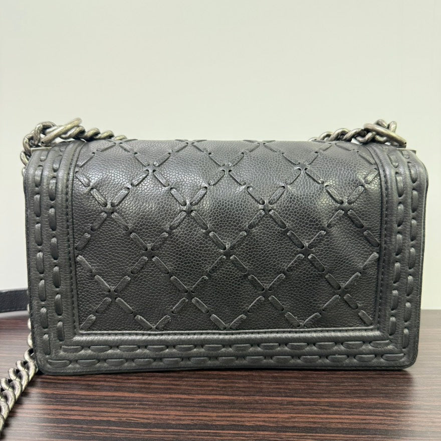 Chanel Caviar Leather LeBoy Flap Bag Medium NG Black Shoulder Bag