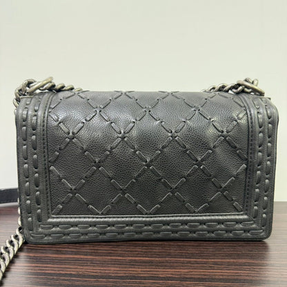 Preloved Chanel Caviar Leather LeBoy Flap Bag Medium NG6716 Black Shoulder Bag
