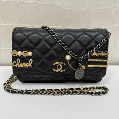 Chanel Lambskin Wallet on Chain FM Black Crossbody Bag