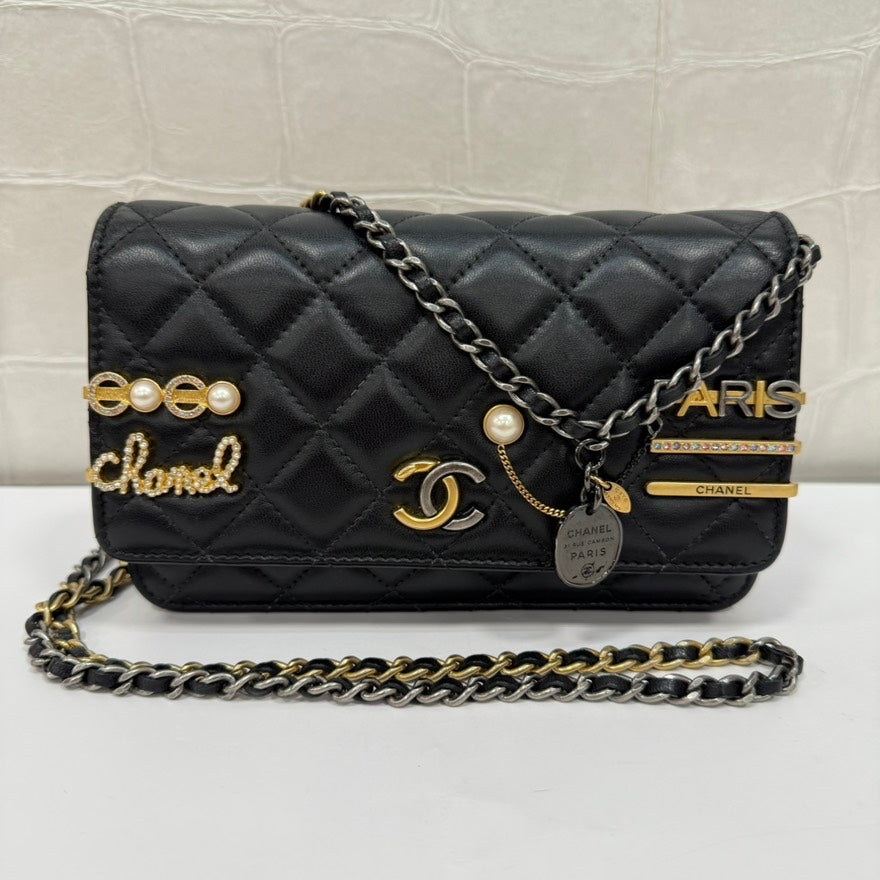 Chanel Lambskin Wallet on Chain FM Black Crossbody Bag