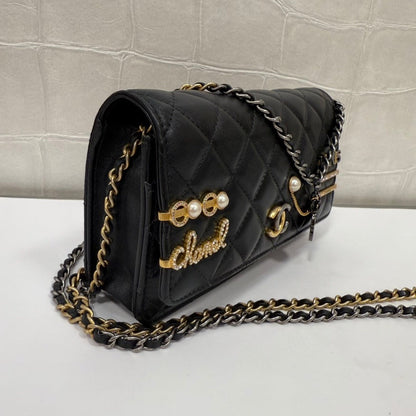 Chanel Lambskin Wallet on Chain FM Black Crossbody Bag