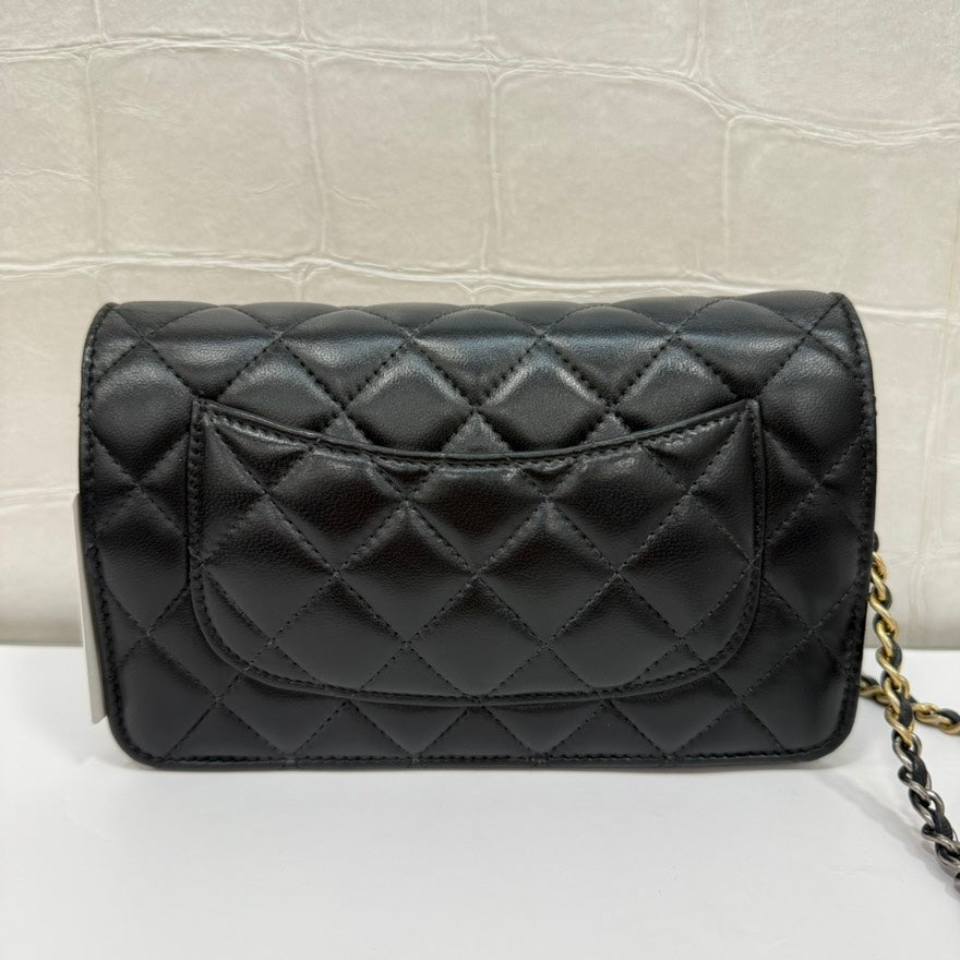 Chanel Lambskin Wallet on Chain FM Black Crossbody Bag