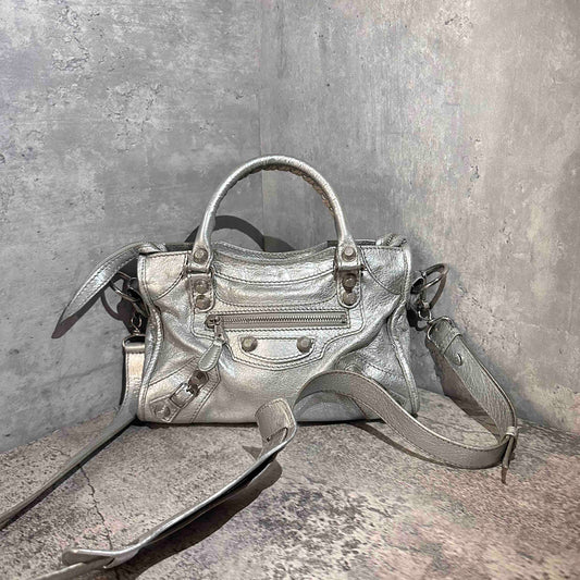 🛍️ Balenciaga city mini bag silver color