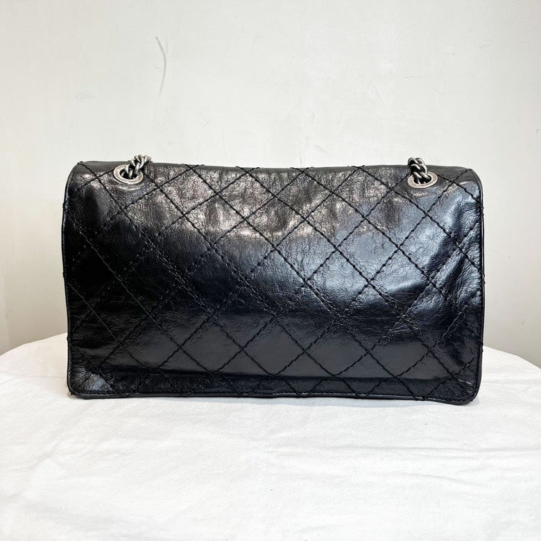 Chanel Oil Waxed Leather Black Quilted Shoulder Bag