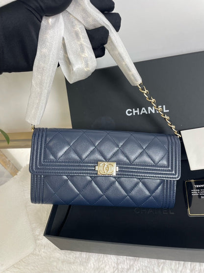 Chanel Quilted Classic Navy Leather Wallet