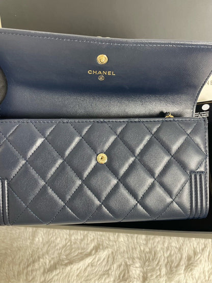 Chanel Quilted Classic Navy Leather Wallet