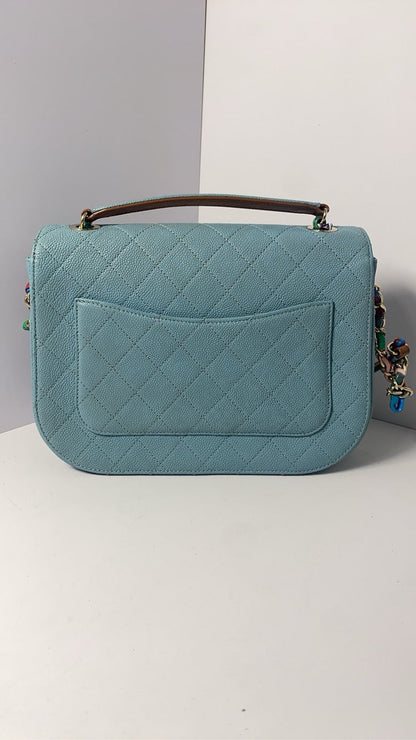 Chanel Cuba Blue Caviar Quilted Shoulder Bag