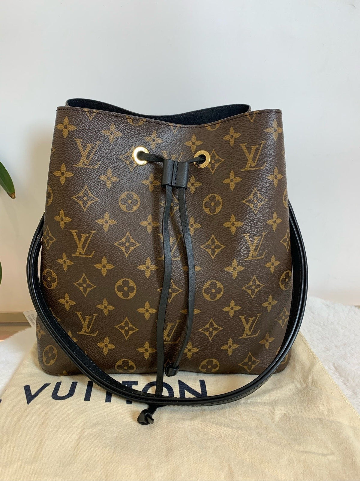Louis Vuitton Monogram Bucket Bag Brown Leather