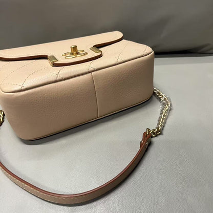 Chanel Two-Way Bag Beige Leather Shoulder Bag