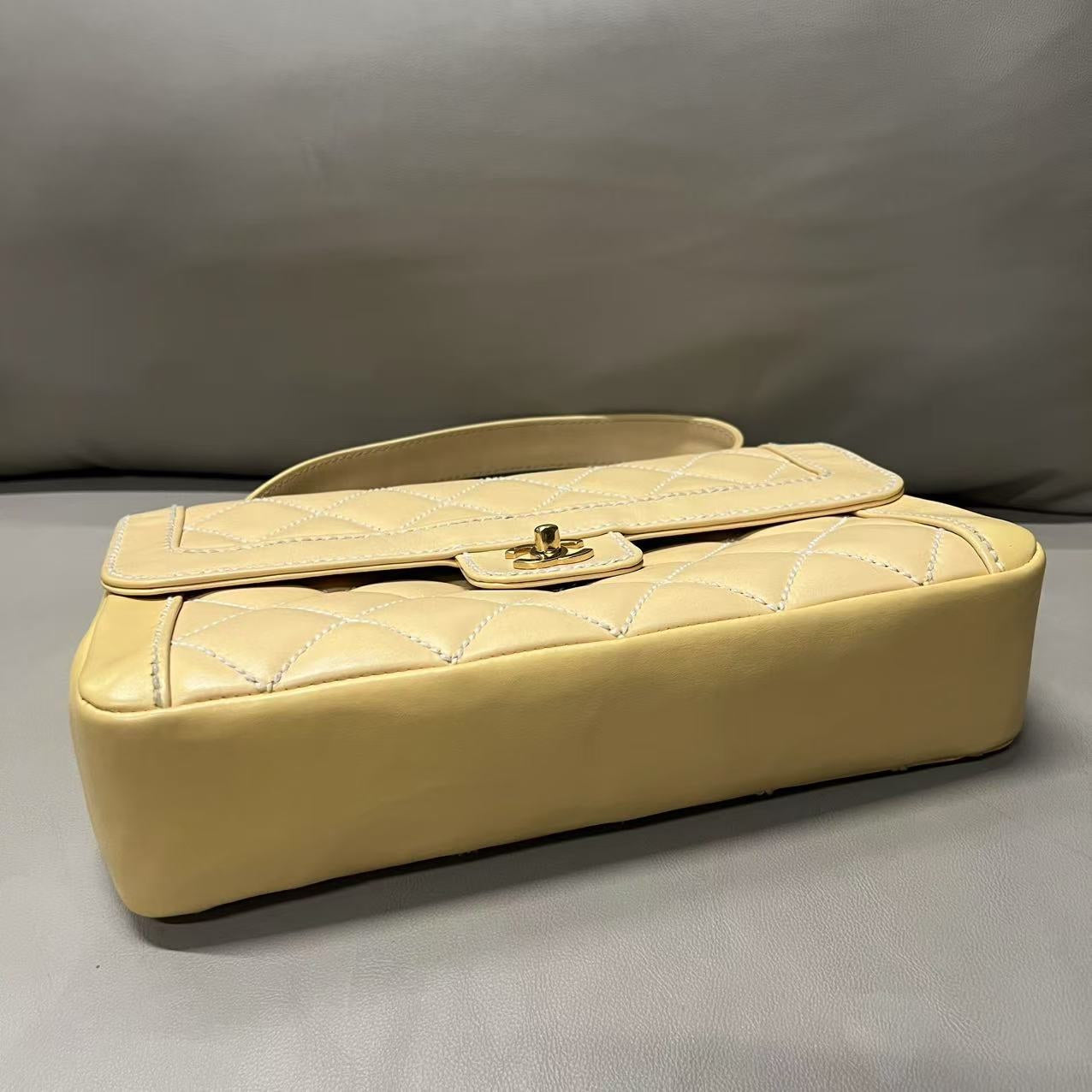 Chanel Vintage Quilted Leather Beige Tote Bag
