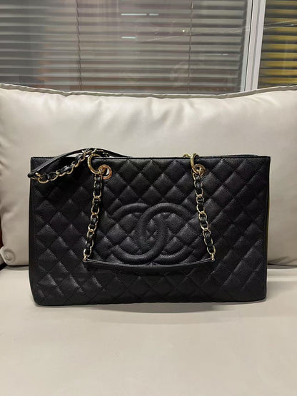 Chanel GST Tote Bag Black Quilted Leather -