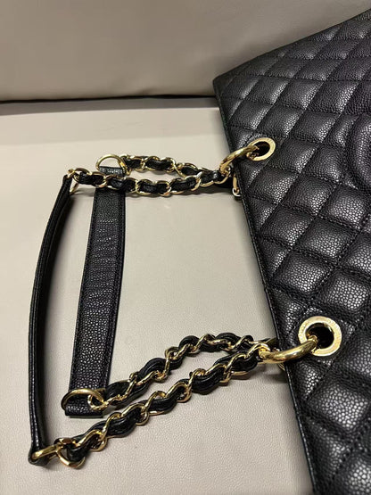 Chanel GST Tote Bag Black Quilted Leather -