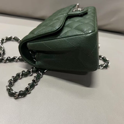 Chanel Caviar Leather Mini CF Green Shoulder Bag