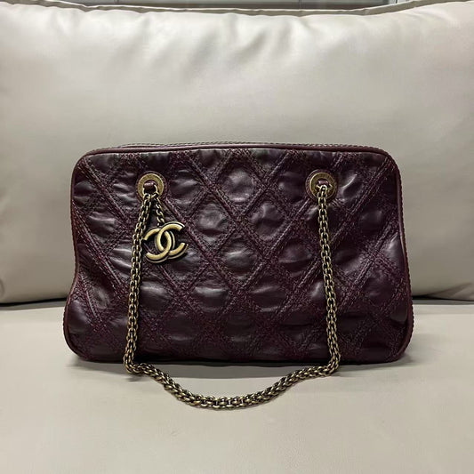 Chanel Burgundy Quilted Leather Tote Bag