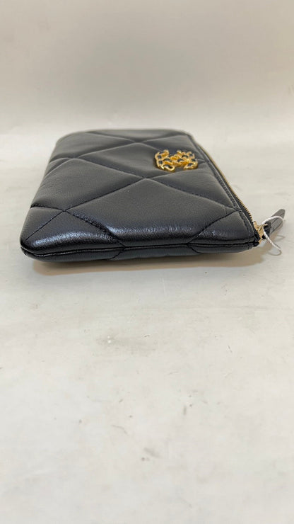 Chanel Black Leather Quilted Clutch Bag