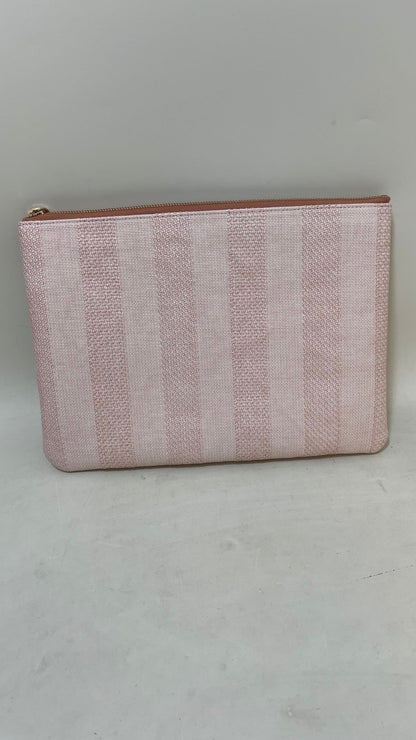 Chanel Preload Clutch Bag in Pink Striped Canvas