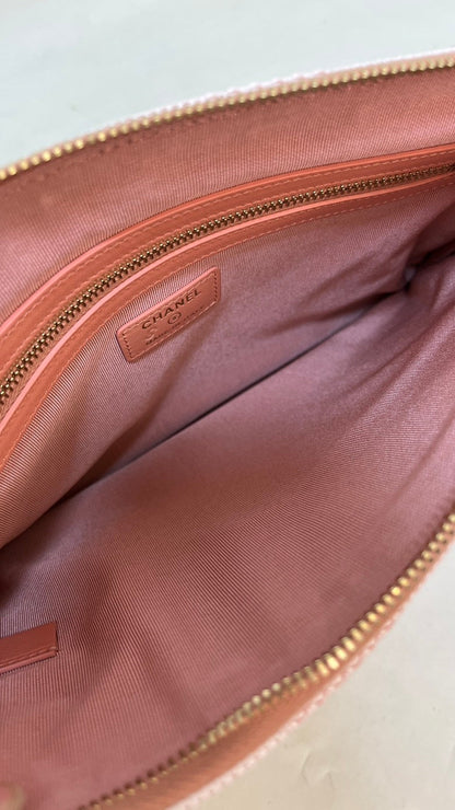 Chanel Preload Clutch Bag in Pink Striped Canvas