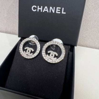 CHANEL CC Silver Statement Earrings