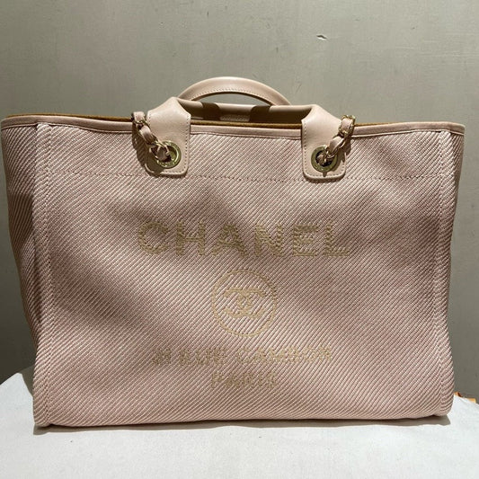 Chanel Large Shopping Bag Light Pink Canvas Tote
