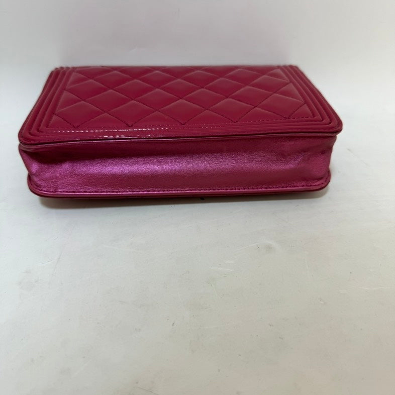Chanel Quilted Crossbody Bag Pink Leather