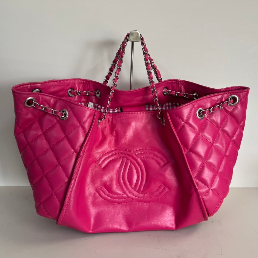 Chanel Quilted Pink Leather Tote Bag
