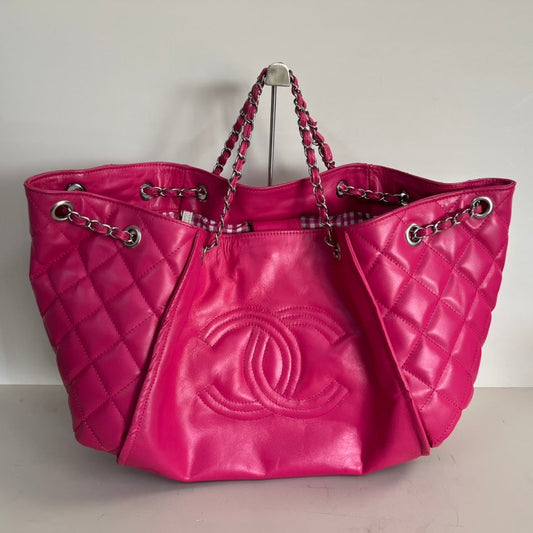Chanel Quilted Pink Leather Tote Bag