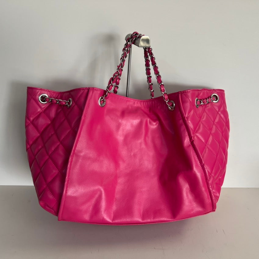Chanel Quilted Pink Leather Tote Bag