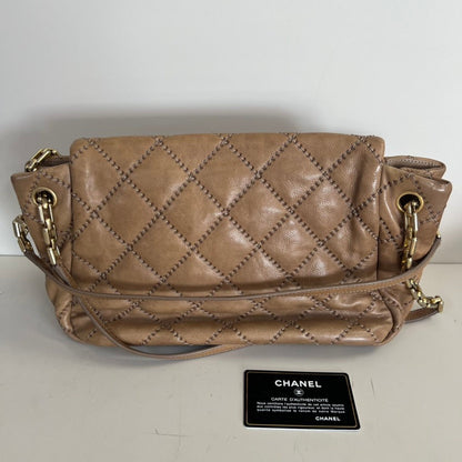 Chanel Quilted Lambskin Flap Bag in Beige, Shoulder Bag