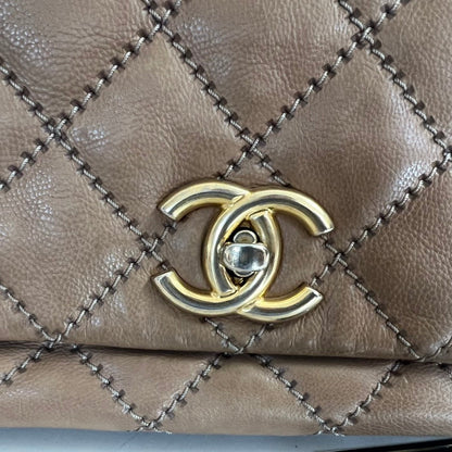 Chanel Quilted Lambskin Flap Bag in Beige, Shoulder Bag