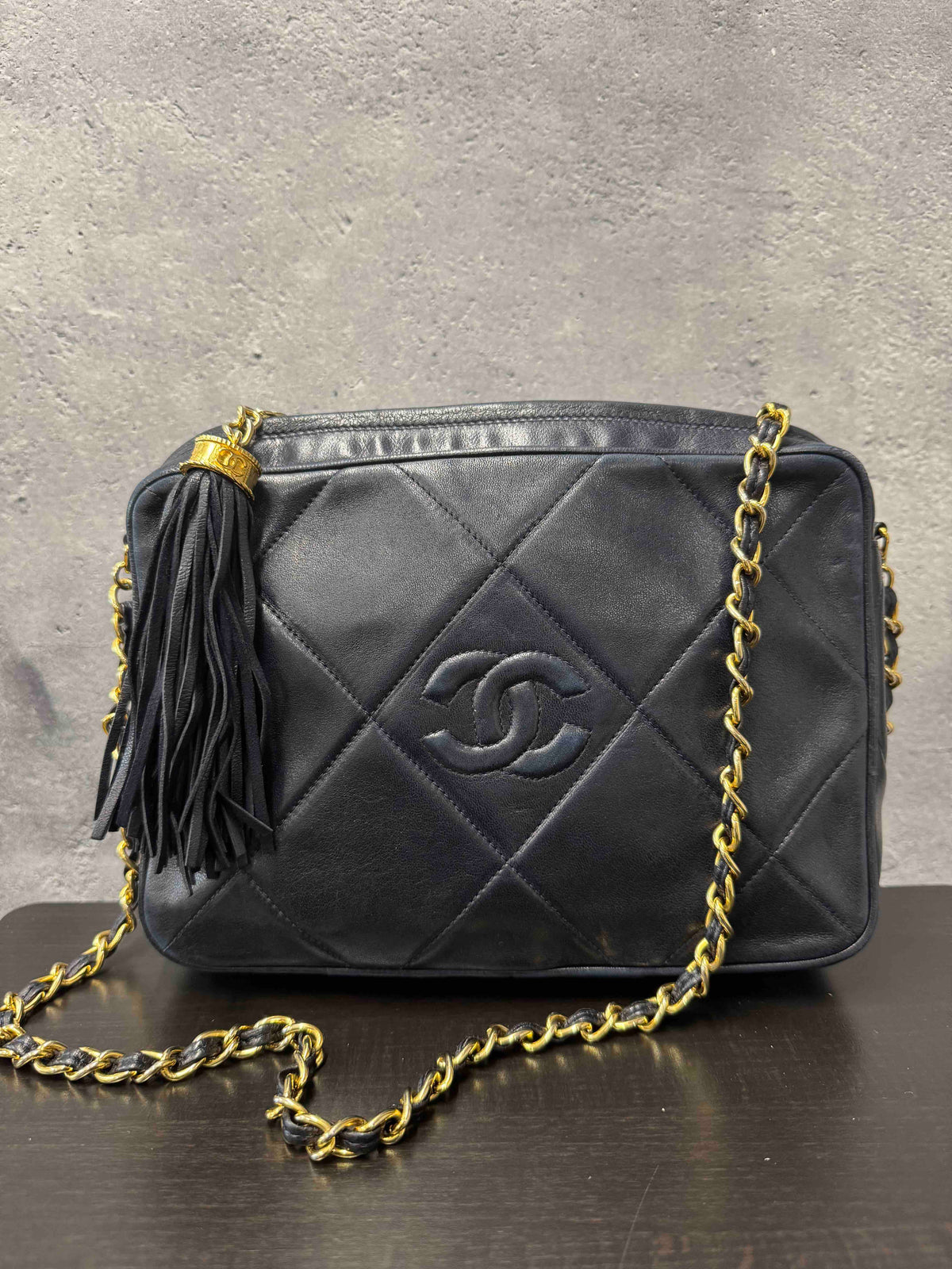 Chanel Tassel Camera Bag JZ Black Leather Crossbody