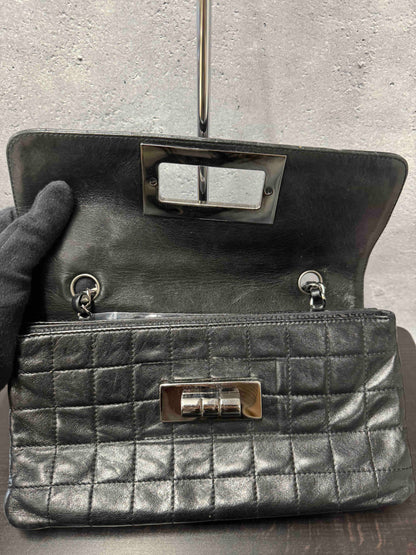Chanel Ice Cube Flap Bag Black Leather Shoulder Bag JZ